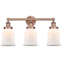 Canton 24"W 3 Light Antique Copper Bath Vanity Light With Matte White