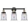 Canton 24"W 3 Light Black Antique Brass Bath Vanity Light With Clear S