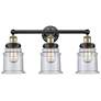 Canton 24"W 3 Light Black Antique Brass Bath Vanity Light With Seedy S