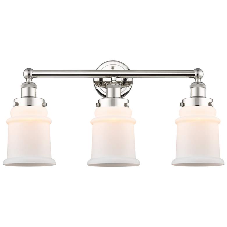 Image 1 Canton 24"W 3 Light Polished Nickel Bath Vanity Light With White Shade