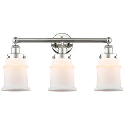 Canton 24&quot;W 3 Light Polished Nickel Bath Vanity Light With White Shade