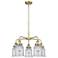 Canton 24"W 5 Light Antique Brass Stem Hung Chandelier w/ Seedy Glass