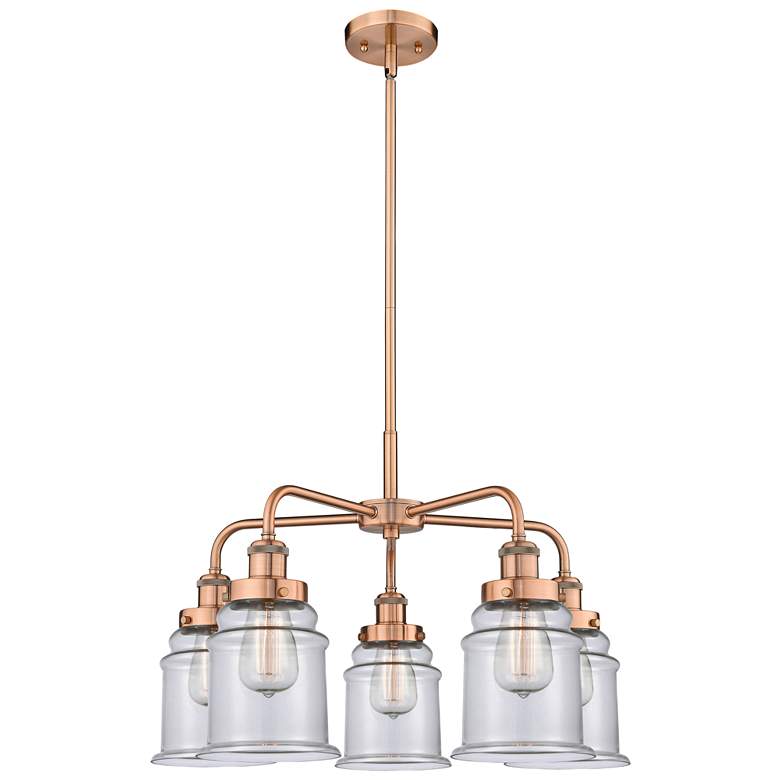 Image 1 Canton 24 inchW 5 Light Antique Copper Stem Hung Chandelier w/ Clear Shade