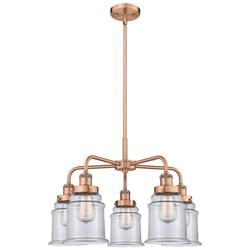 Canton 24&quot;W 5 Light Antique Copper Stem Hung Chandelier w/ Clear Shade