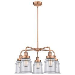 Canton 24&quot;W 5 Light Antique Copper Stem Hung Chandelier w/ Seedy Shade