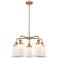 Canton 24"W 5 Light Antique Copper Stem Hung Chandelier w/ White Shade