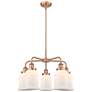 Canton 24"W 5 Light Antique Copper Stem Hung Chandelier w/ White Shade