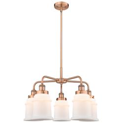 Canton 24&quot;W 5 Light Antique Copper Stem Hung Chandelier w/ White Shade