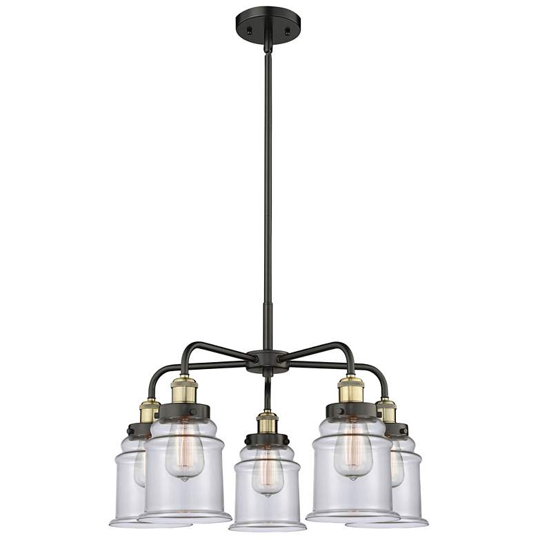 Image 1 Canton 24"W 5 Light Black Antique Brass Stem Hung Chandelier w/ Clear