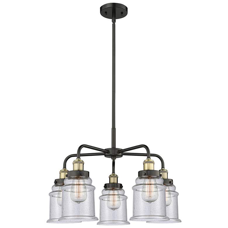 Image 1 Canton 24"W 5 Light Black Antique Brass Stem Hung Chandelier w/ Seedy