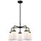 Canton 24"W 5 Light Black Antique Brass Stem Hung Chandelier w/ White