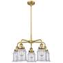 Canton 24"W 5 Light Brushed Brass Stem Hung Chandelier w/ Clear Glass