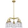 Canton 24"W 5 Light Brushed Brass Stem Hung Chandelier w/ Seedy Glass