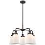 Canton 24"W 5 Light Oil Rubbed Bronze Stem Hung Chandelier w/ White Sh