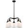 Canton 24"W 5 Light Oil Rubbed Bronze Stem Hung Chandelier w/ White Sh