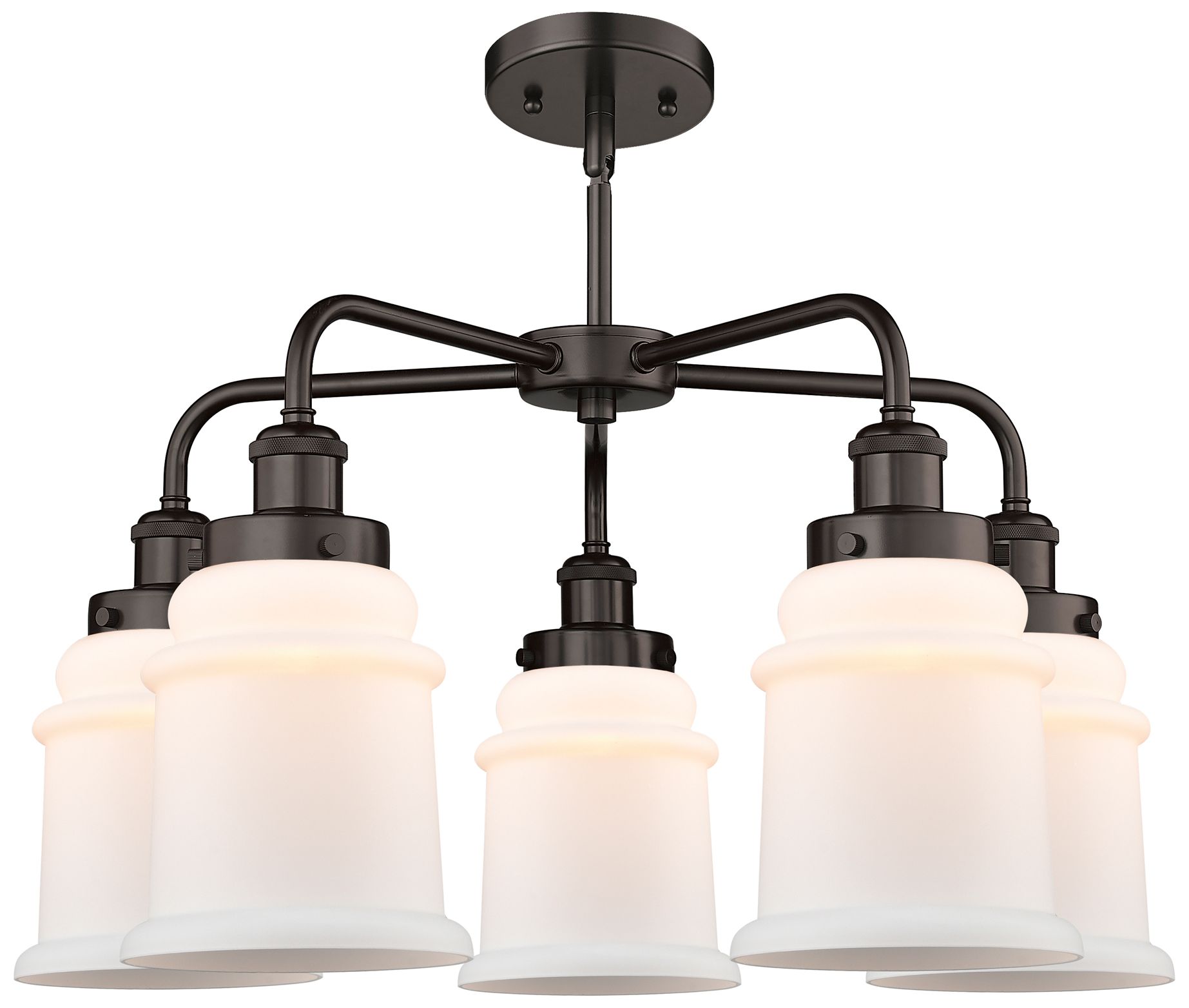 Image 2 Canton 24"W 5 Light Oil Rubbed Bronze Stem Hung Chandelier w/ White Sh more views