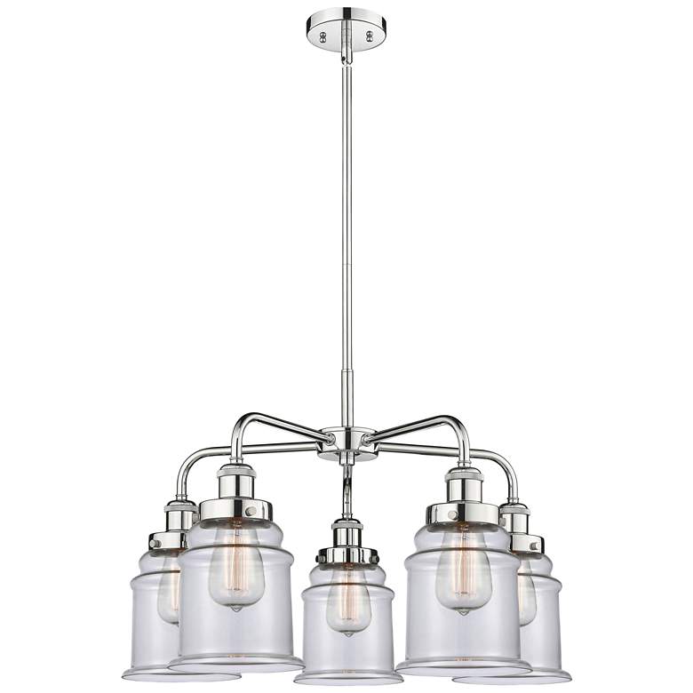 Image 1 Canton 24 inchW 5 Light Polished Chrome Stem Hung Chandelier w/ Clear Shad