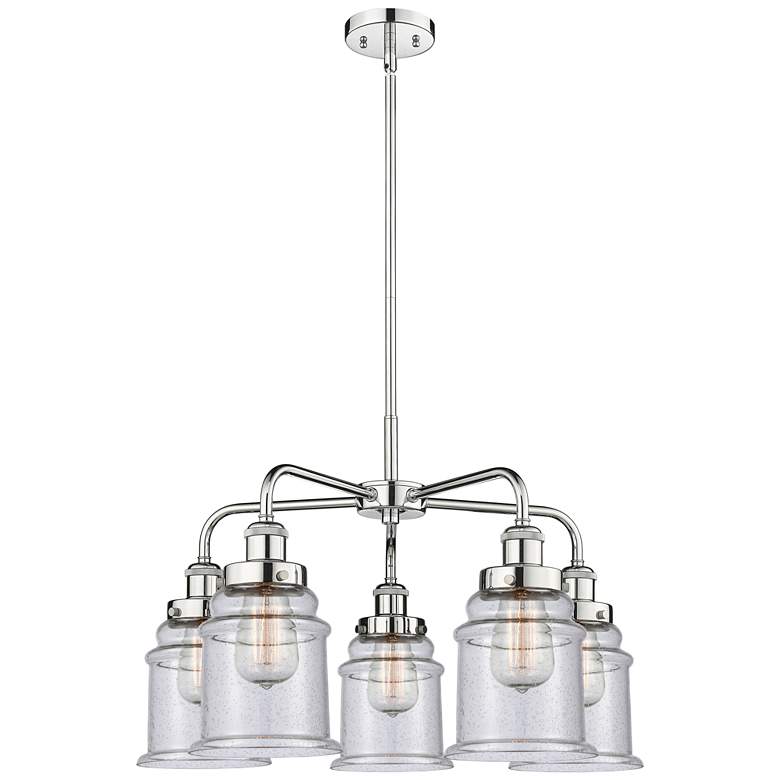 Image 1 Canton 24"W 5 Light Polished Chrome Stem Hung Chandelier w/ Seedy Shad