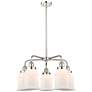 Canton 24"W 5 Light Polished Nickel Stem Hung Chandelier w/ White Shad