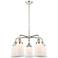 Canton 24"W 5 Light Polished Nickel Stem Hung Chandelier w/ White Shad
