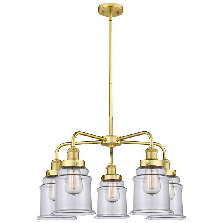 Image 1 Canton 24"W 5 Light Satin Gold Stem Hung Chandelier With Clear Glass S