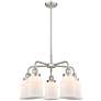 Canton 24"W 5 Light Satin Nickel Stem Hung Chandelier w/ White Shade