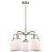 Canton 24"W 5 Light Satin Nickel Stem Hung Chandelier w/ White Shade