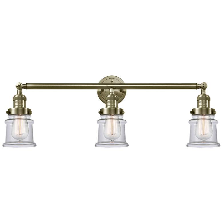 Image 1 Canton 30" 3-Light Antique Brass Bath Light w/ Clear Shade