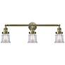 Canton 30" 3-Light Antique Brass Bath Light w/ Clear Shade