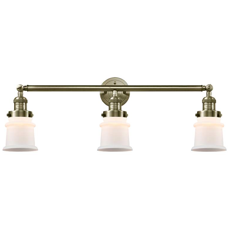 Image 1 Canton 30" 3-Light Antique Brass Bath Light w/ Matte White Shade