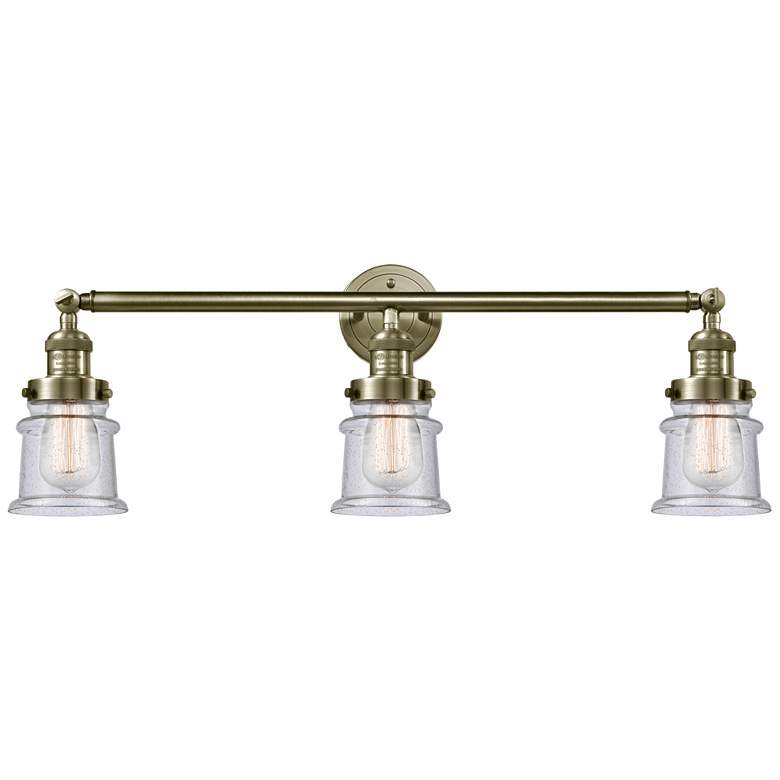 Image 1 Canton 30" 3-Light Antique Brass Bath Light w/ Seedy Shade