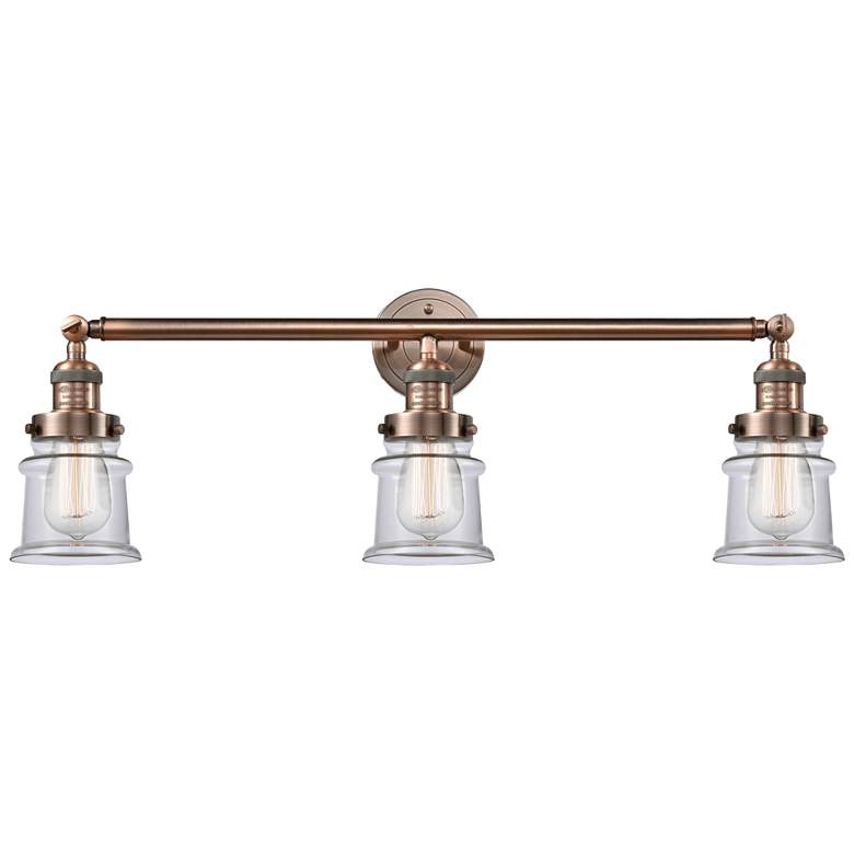 Image 1 Canton 30" 3-Light Antique Copper Bath Light w/ Clear Shade