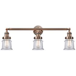 Canton 30" 3-Light Antique Copper Bath Light w/ Clear Shade
