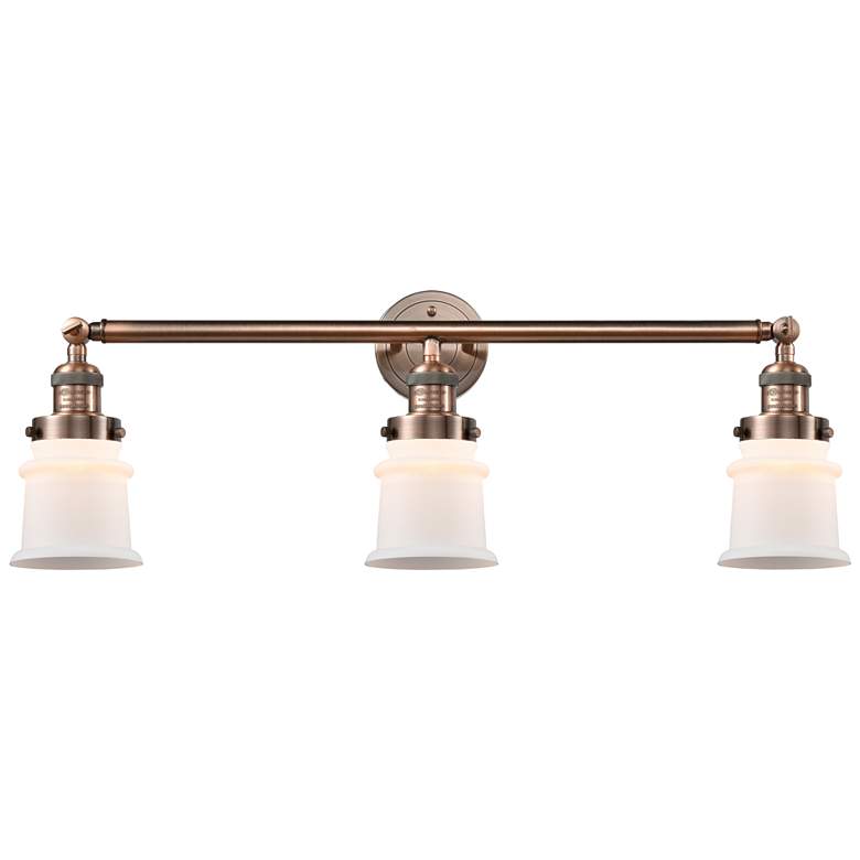 Image 1 Canton 30" 3-Light Antique Copper Bath Light w/ Matte White Shade