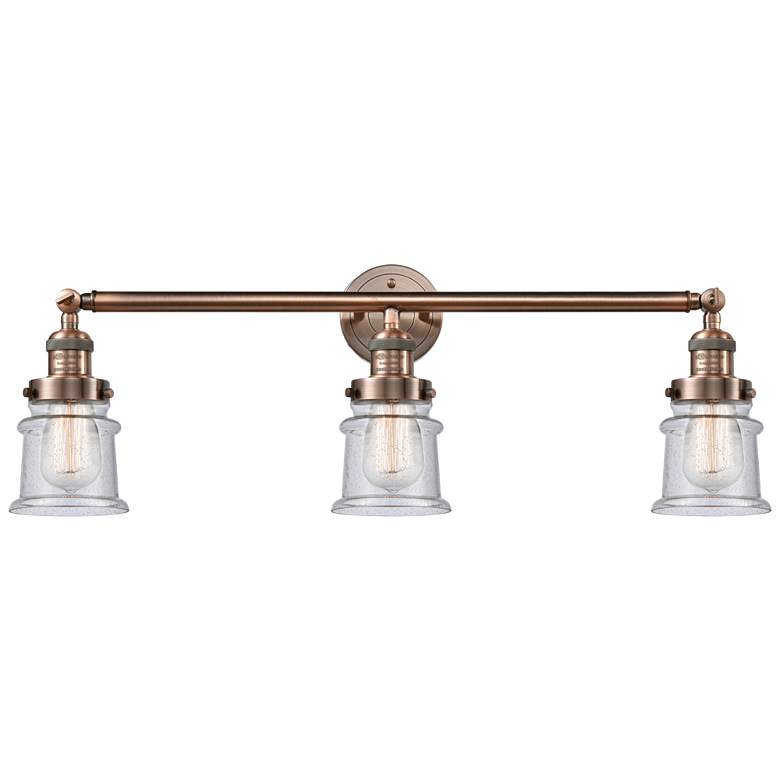 Image 1 Canton 30" 3-Light Antique Copper Bath Light w/ Seedy Shade