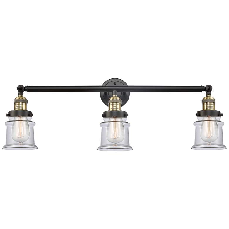 Image 1 Canton 30" 3-Light Black Antique Brass Bath Light w/ Clear Shade