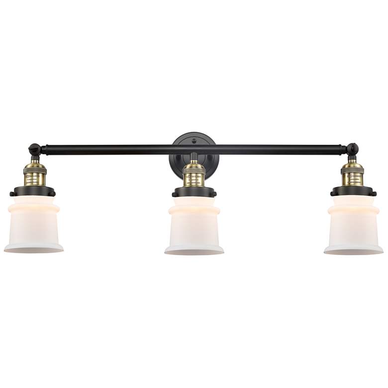 Image 1 Canton 30" 3-Light Black Antique Brass Bath Light w/ Matte White Shade