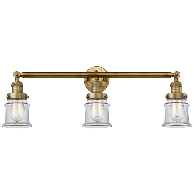 Image 1 Canton 30" 3-Light Brushed Brass Bath Light w/ Clear Shade