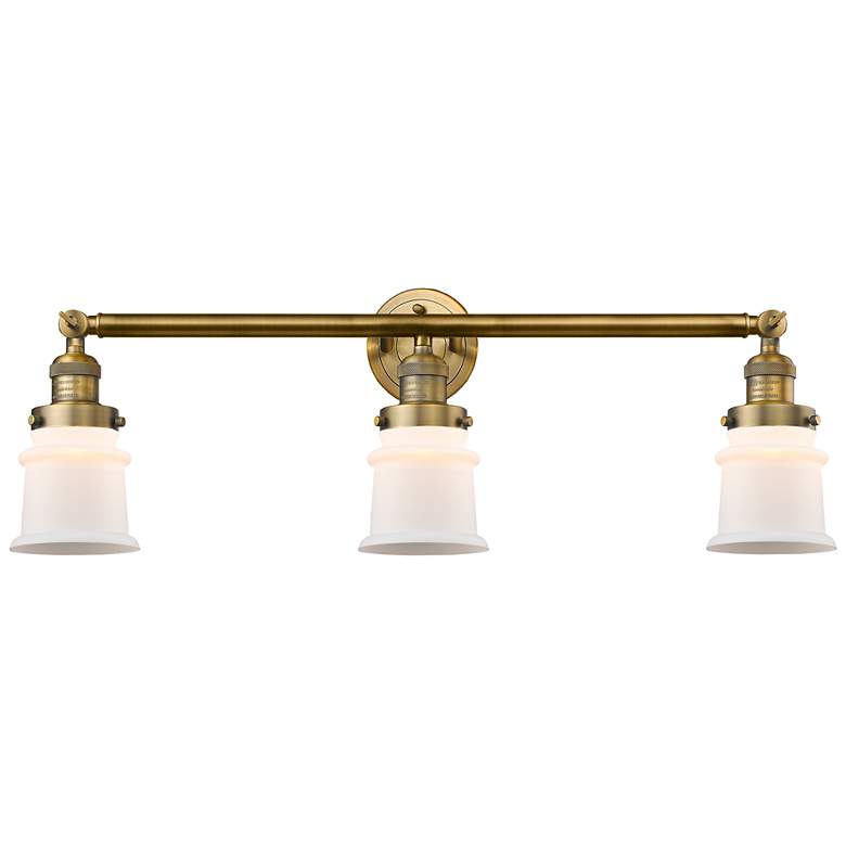 Image 1 Canton 30" 3-Light Brushed Brass Bath Light w/ Matte White Shade