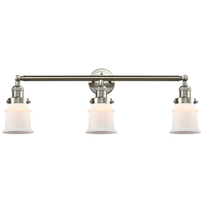 Image 1 Canton 30" 3-Light Brushed Satin Nickel Bath Light w/ Matte White Shad