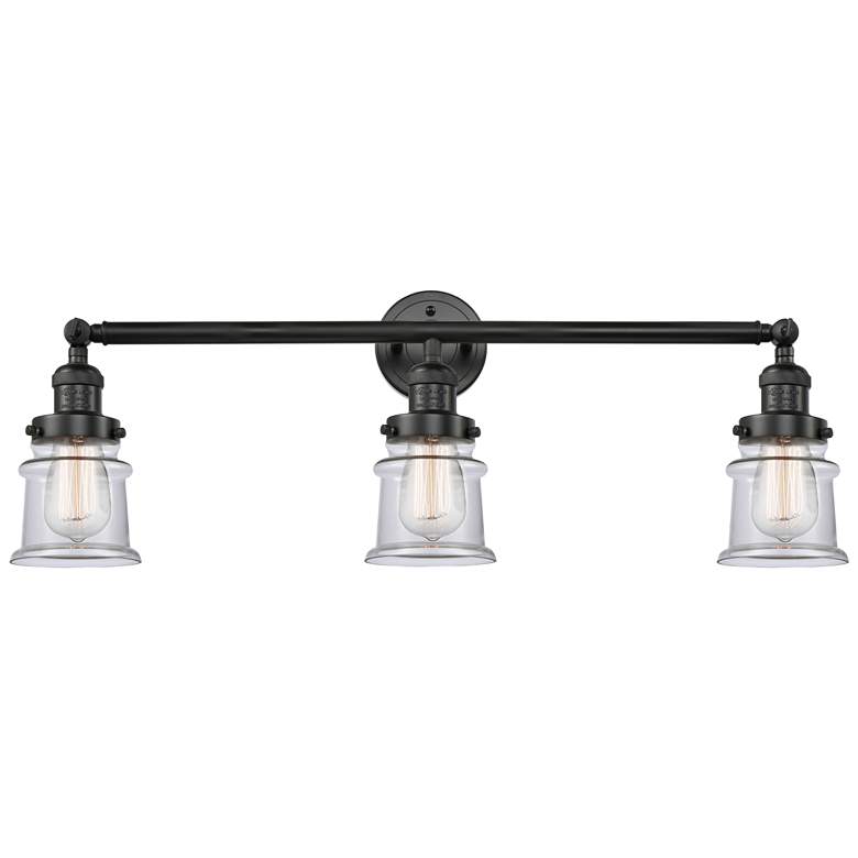 Image 1 Canton 30" 3-Light Matte Black Bath Light w/ Clear Shade