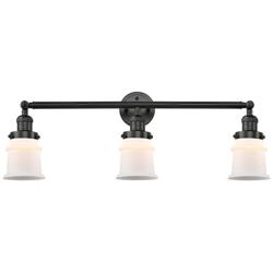 Canton 30" 3-Light Matte Black Bath Light w/ Matte White Shade