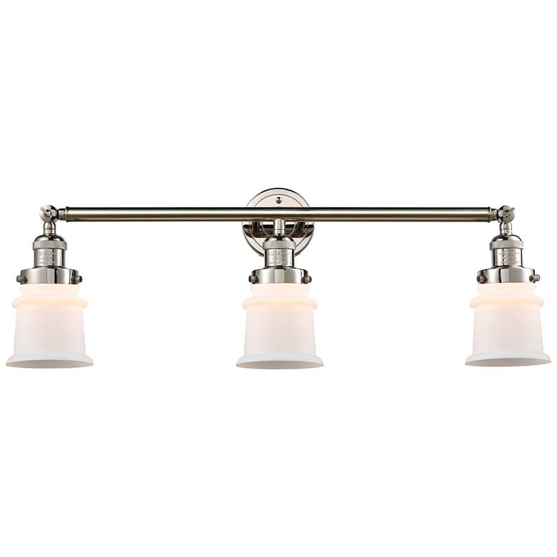 Image 1 Canton 30" 3-Light Polished Nickel Bath Light w/ Matte White Shade