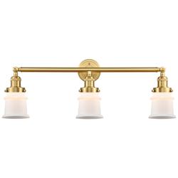 Canton 30" 3-Light Satin Gold Bath Light w/ Matte White Shade