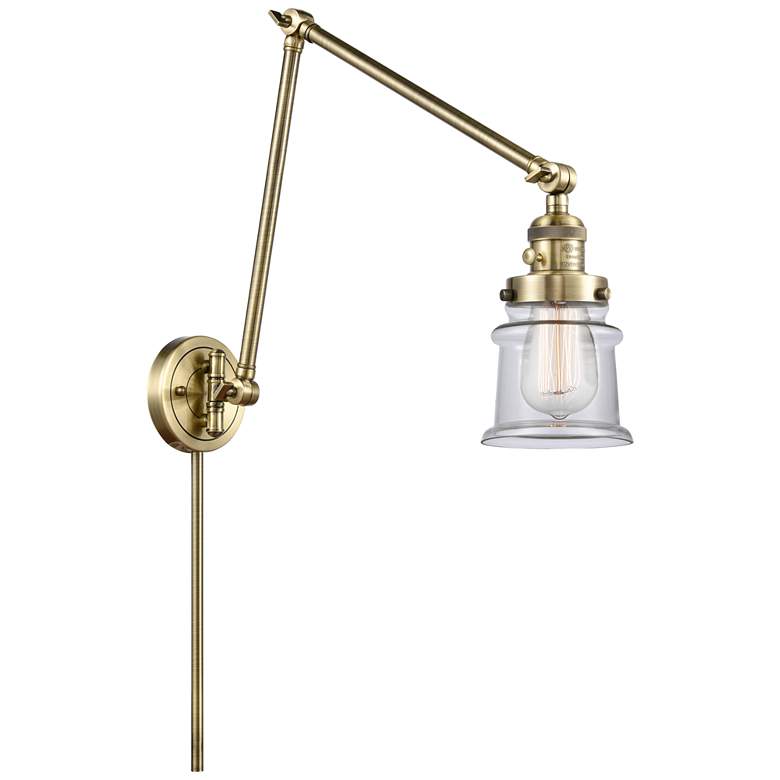 Image 1 Canton 30" High Antique Brass Double Extension Swing Arm w/ Clear Shad
