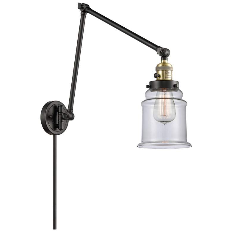 Image 1 Canton 30" High Black Brass Double Extension Swing Arm w/ Clear Shade