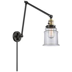 Canton 30" High Black Brass Double Extension Swing Arm w/ Clear Shade