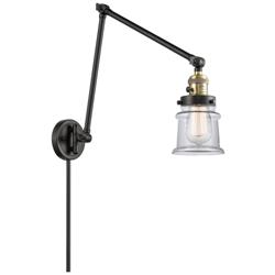 Canton 30" High Black Brass Double Extension Swing Arm w/ Clear Shade