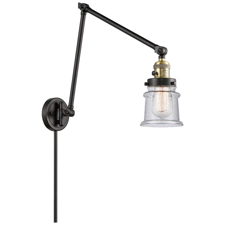 Image 1 Canton 30" High Black Brass Double Extension Swing Arm w/ Seedy Shade