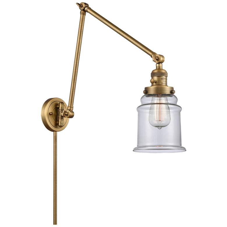 Image 1 Canton 30" High Brushed Brass Double Extension Swing Arm w/ Clear Shad